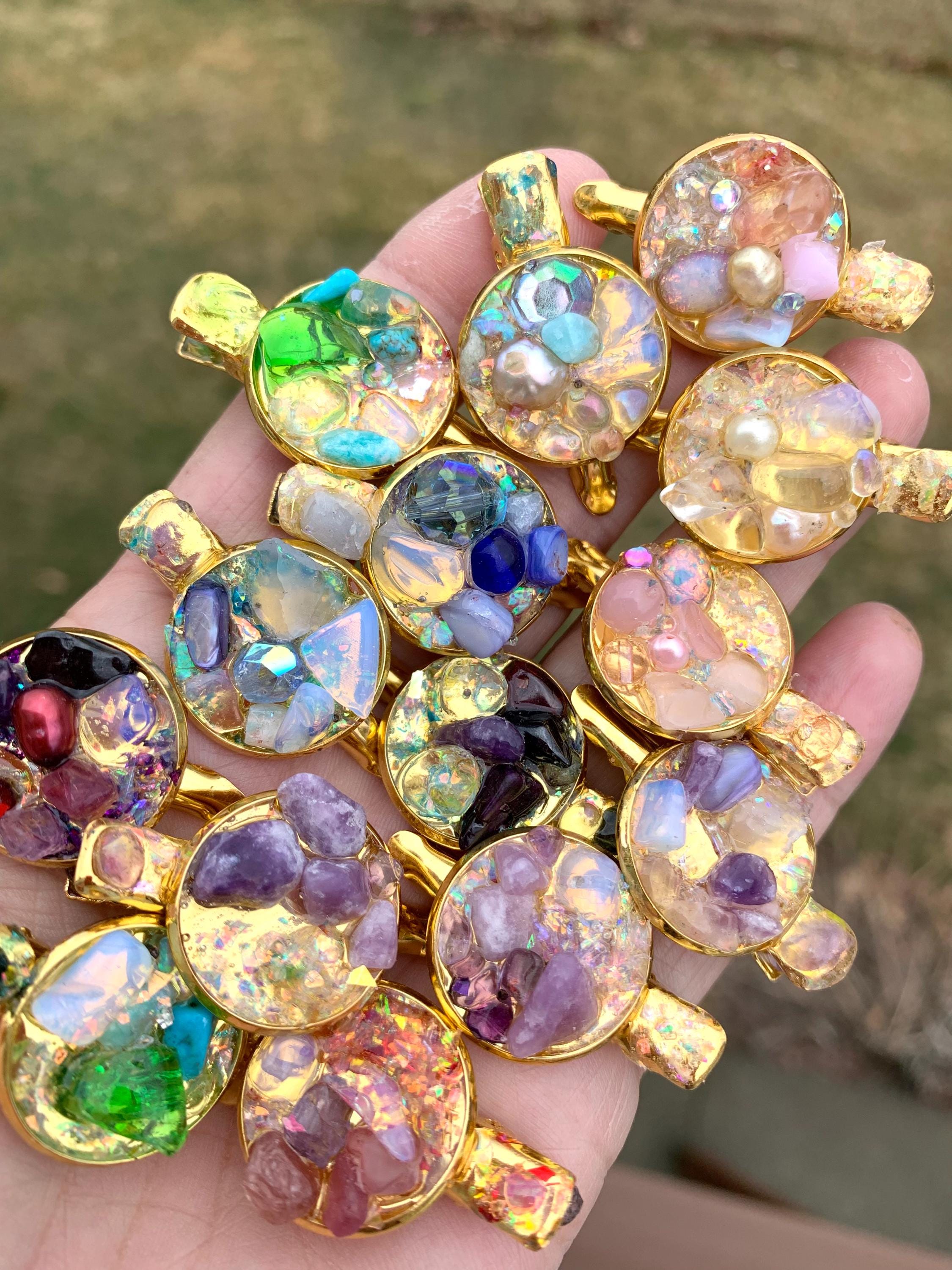 Gemstone Hair Clips - Etsy