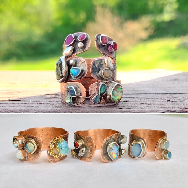 Rustic Copper Rings Eclectic Woodsy Earthy Rings Pixie Rings Copper Ring Boho Ring Cowgirl Ring