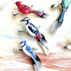 Bird Hair Clip Cardinal Blue Jay Owl Starling Woodpecker Hair Accessories image 4