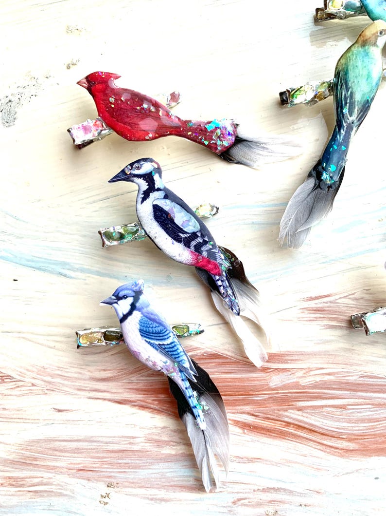 Bird Hair Clip Cardinal Blue Jay Owl Starling Woodpecker Hair Accessories image 4