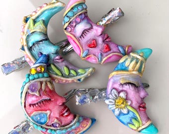 Moon Hair Clips Crescent Moon Clip Fun Celestial Hair Accessories