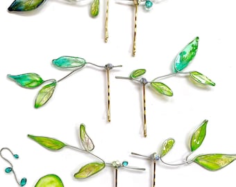 Leaf Bobby Pins: Stained Glass Effect Resin Hair Pins