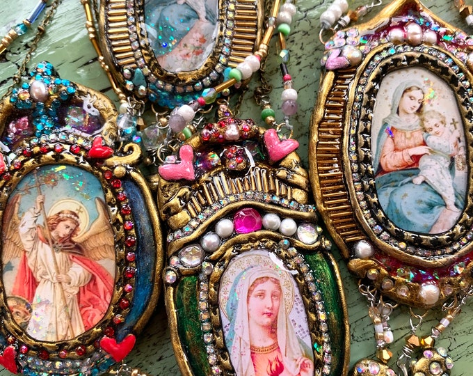 Large Saint Necklaces Big Bold Sacred Religious Necklaces Archangel