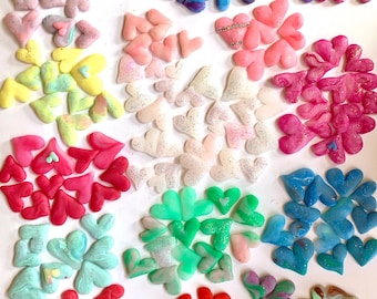 Teeny Tiny Handmade Hearts: Glitter, Crystal, Mixed Colors Party Favors (Set)