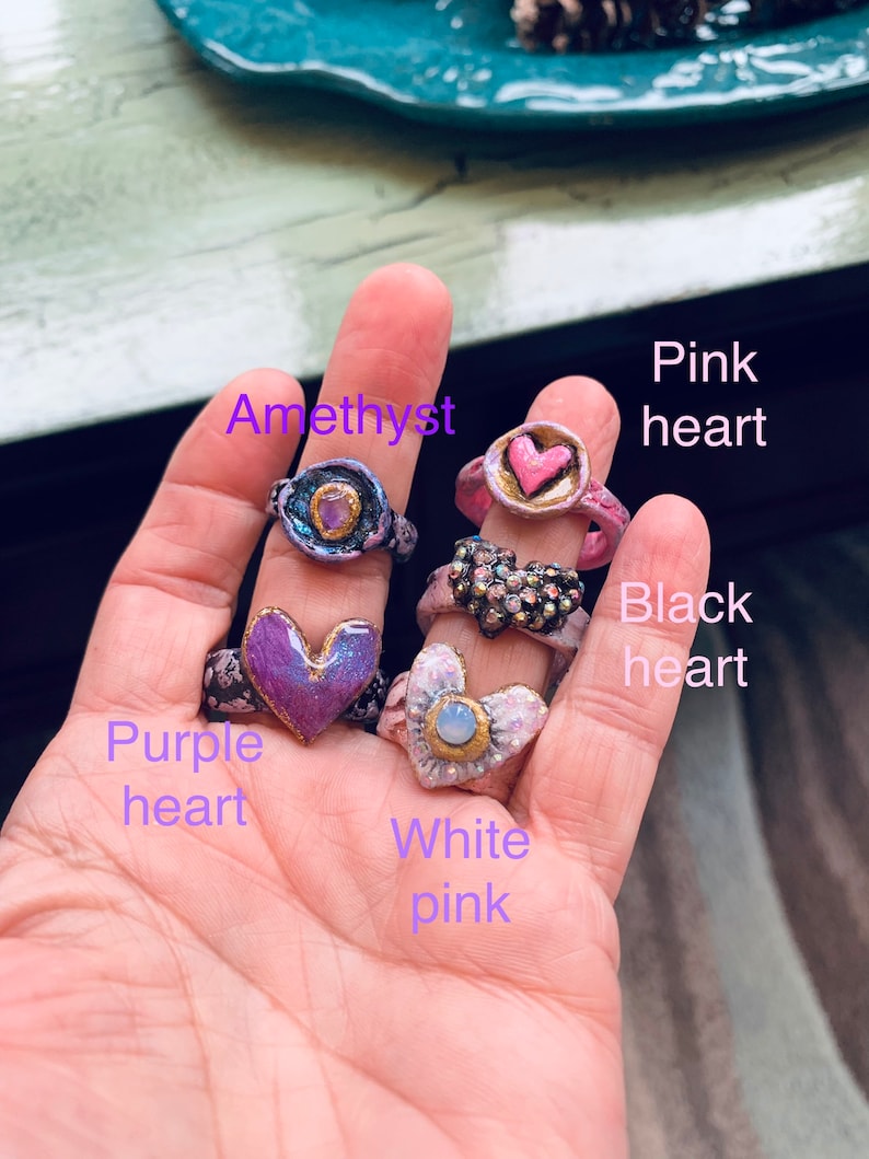 Fun Rings Heart Rings Valentines Day Gift Party Favor Cute Rings Clay Ring Delicate Ring image 7