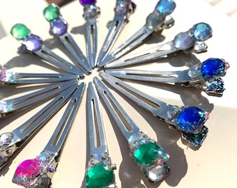 Set of Two Colorful Crystal Hair