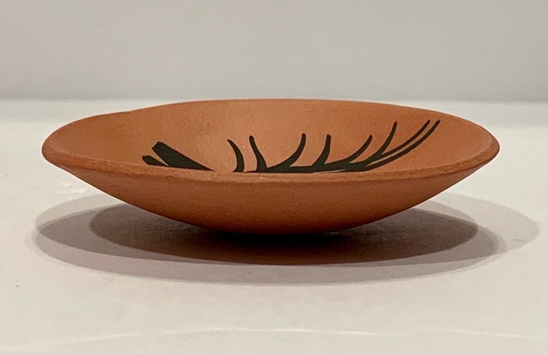 Native American Acoma Pueblo Pottery Miniature Bowl deer design 2 516 inches X 12 inch Artist Signed