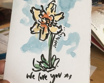 Tarjetas de regalo pintadas a mano y personalizadas para enviar directamente; cada una es una obra de arte original.