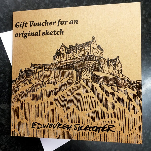 Gift Voucher for an original painting by Edinburgh Sketcher. Available in three sizes. Give the gift of art.