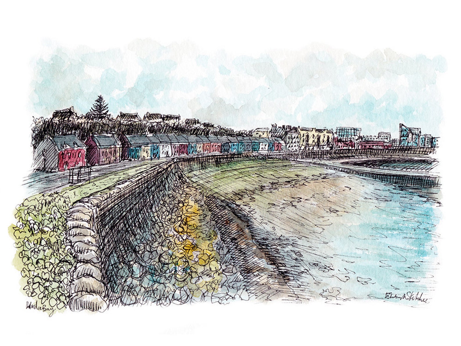 Wardie Bay Colourful Houses Edinburgh Scotland. A Mounted Etsy UK