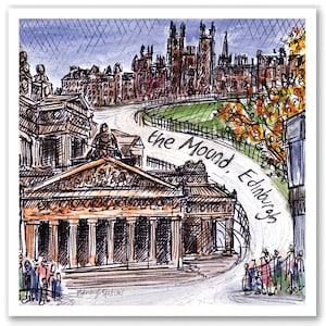 The Mound, Edimburgo, Scozia - Un biglietto d'auguri quadrato singolo 14cm x 14cm con busta bianca e manica riciclabile.