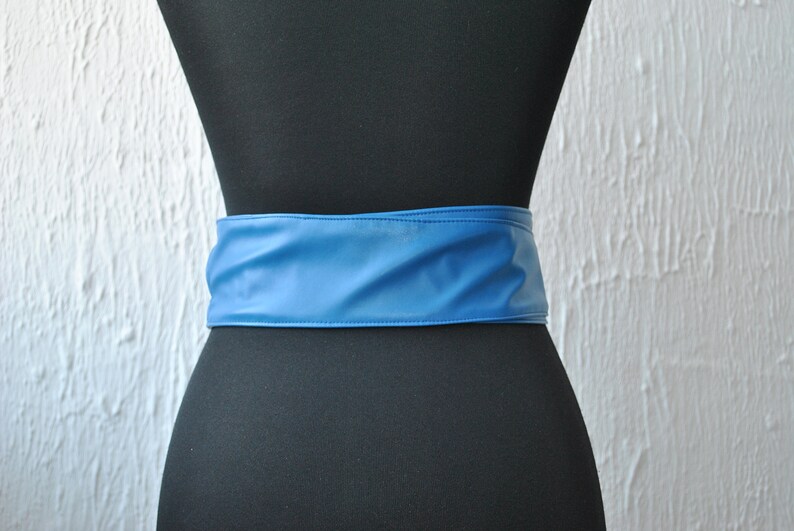 BLUE leather obi belt Leather obi belt Obi belt Blue leather belt