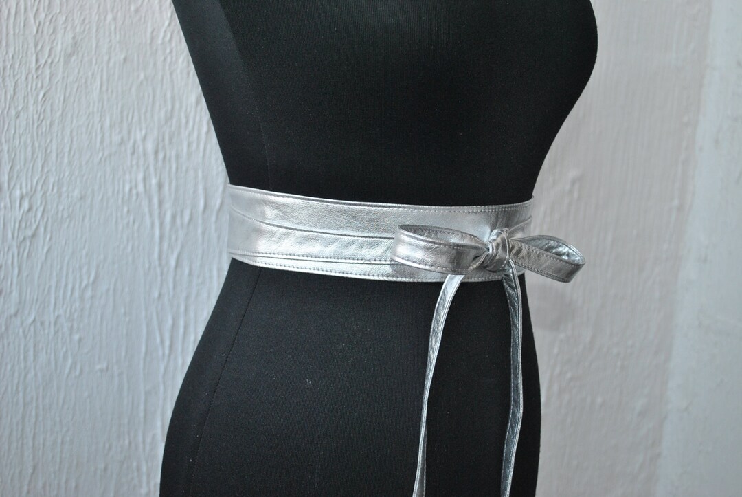 Metallic Silver Leather Obi Belts. Genuine Italian Leather - Etsy