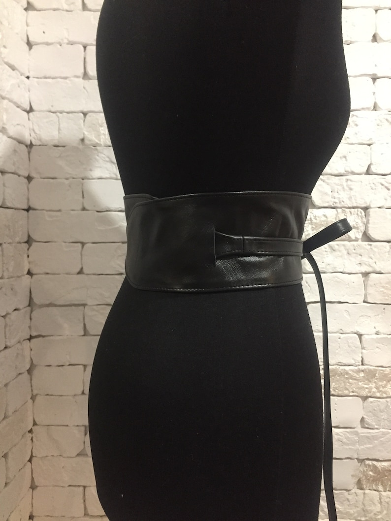 Black leather obi belts.