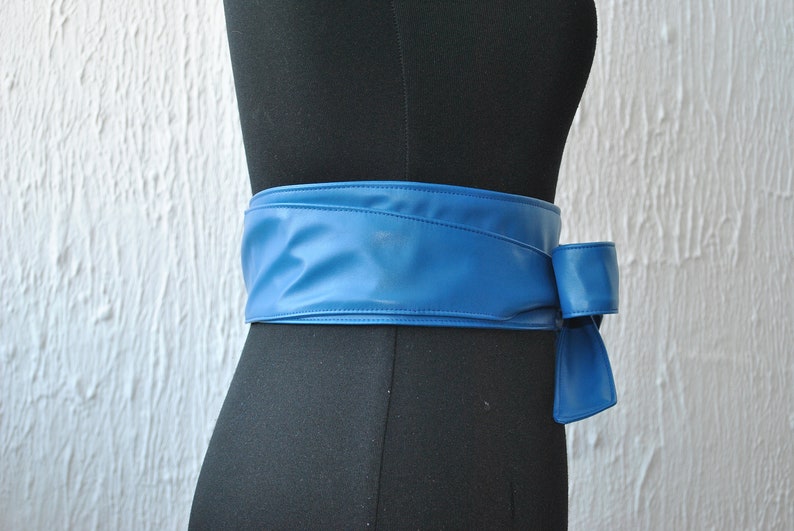 BLUE leather obi belt Leather obi belt Obi belt Blue leather belt