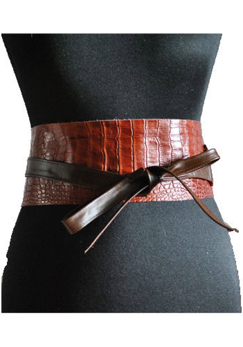 Brown Leather Obi Belts. Obi Belts Under Aligators Leather. Etsy