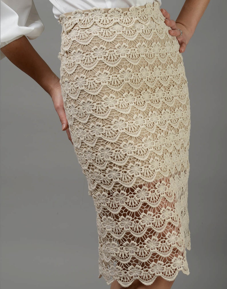 Lace Tablecloth Skirt Ecru