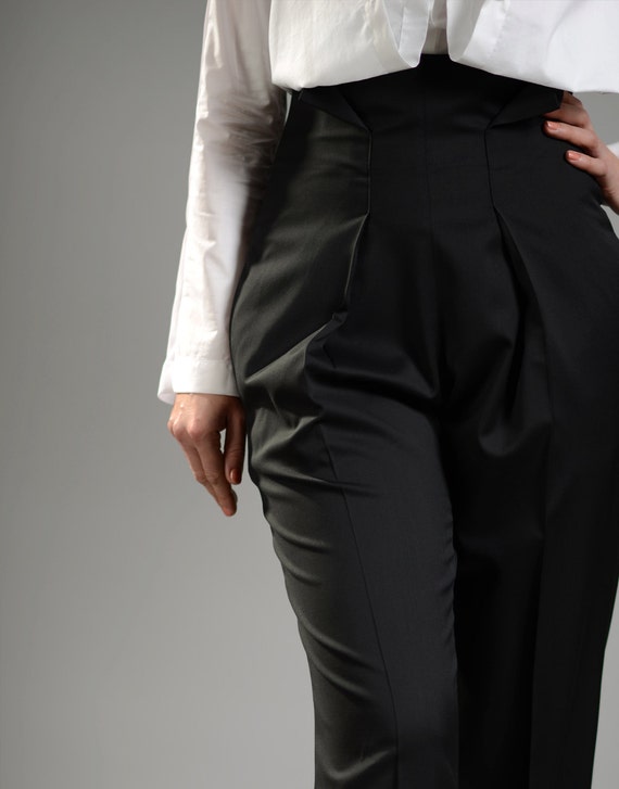 Menswear | Wide Single Pleat Pants, Black
