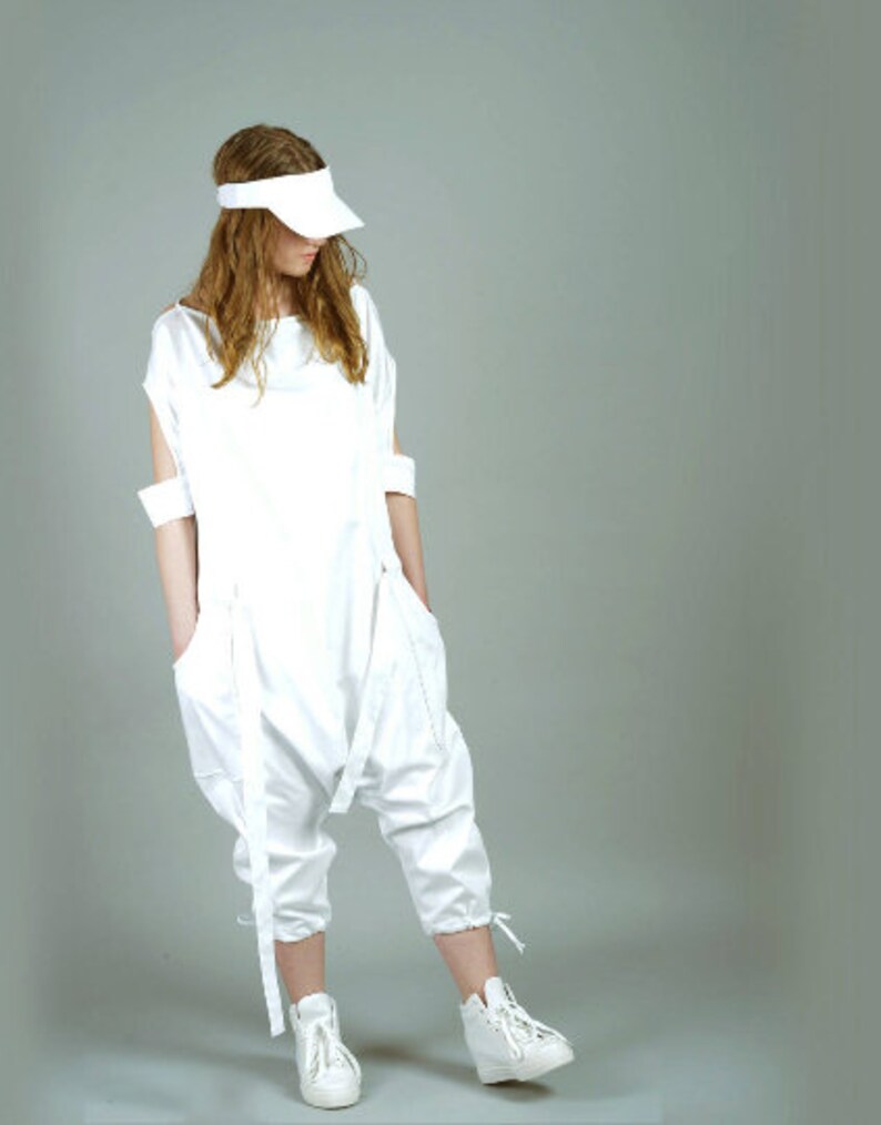 White Jumpsuit Women Jumpsuit Harem Jumpsuit Baggy Jumpsuit Etsy
