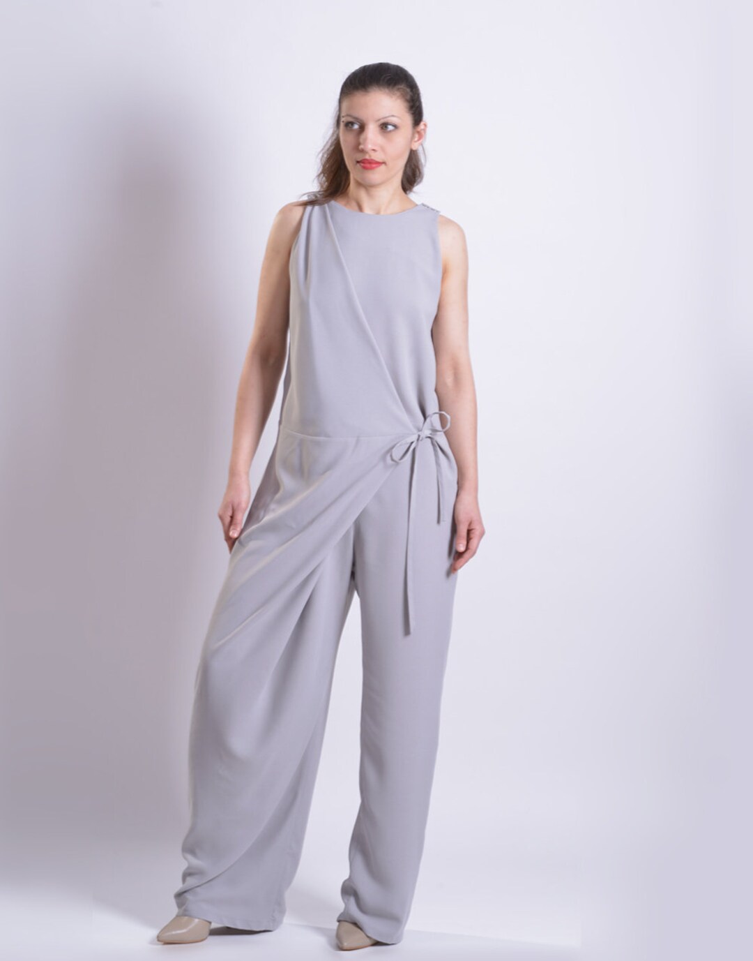 Gray Wrap Jumpsuit Women Summer Jumpsuit Women Overall - Etsy