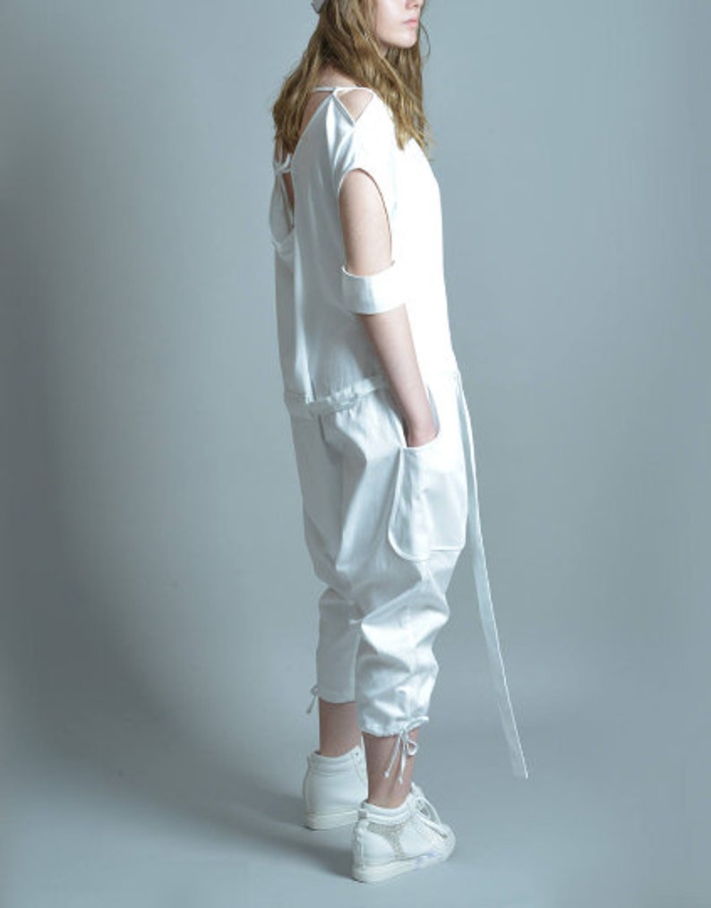 White Jumpsuit Women Jumpsuit Harem Jumpsuit Baggy Jumpsuit Etsy