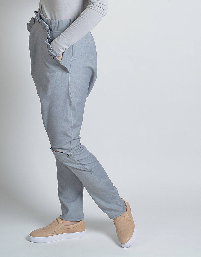 Grey Harem Pants Drop Crotch Pants Baggy Pants Etsy