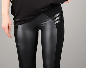 Leather Leggings, Black Leggings, Festival Leather Pants