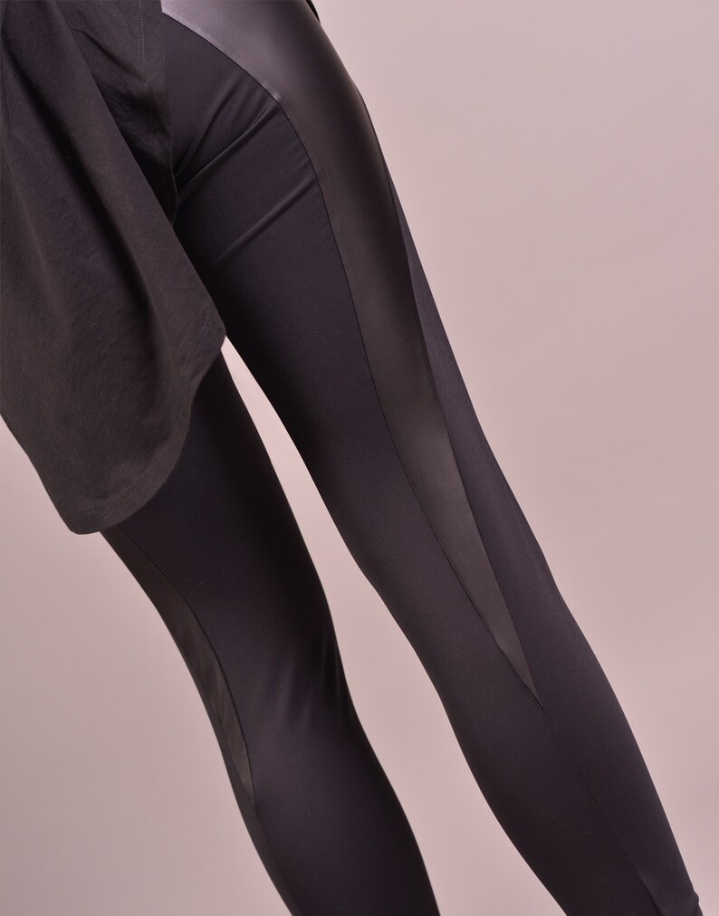 Leather Pants Workout Leggings Black Leggings Etsy