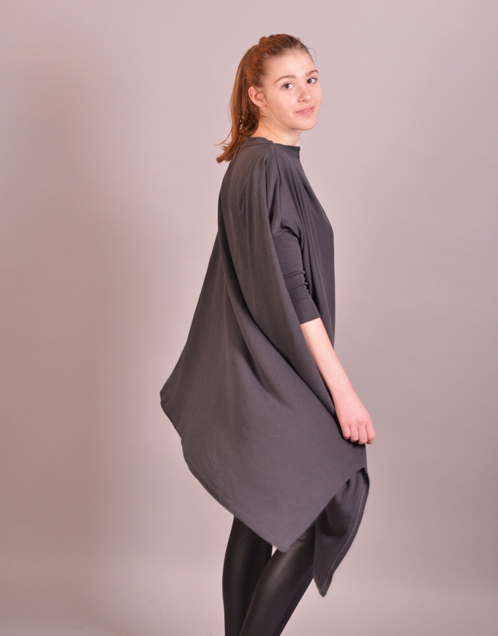 Gray Top Plus Size Top Oversize Tunic Short Sleeve Maxi - Etsy UK
