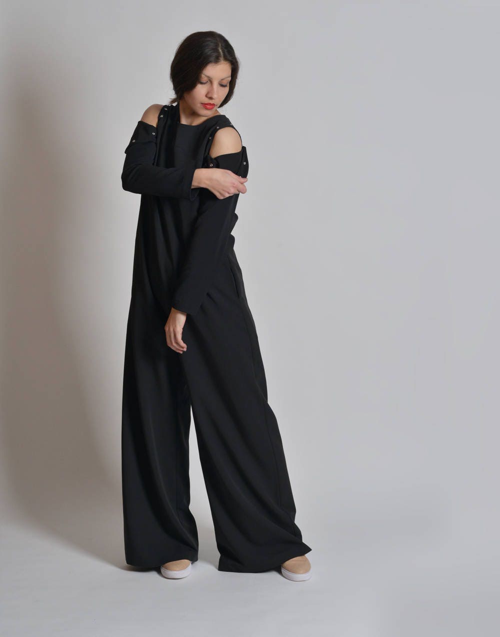 Gothic Clothing Black Palazzo Jumpsuit 