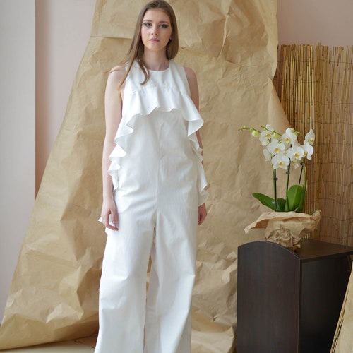 White Romper, Sleeveless Jumpsuit, A shops line Jumpsuit