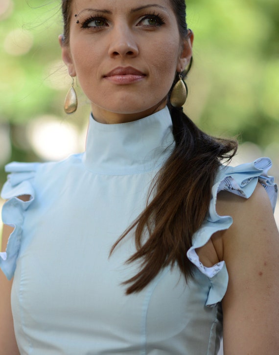 ruffle turtleneck blouse