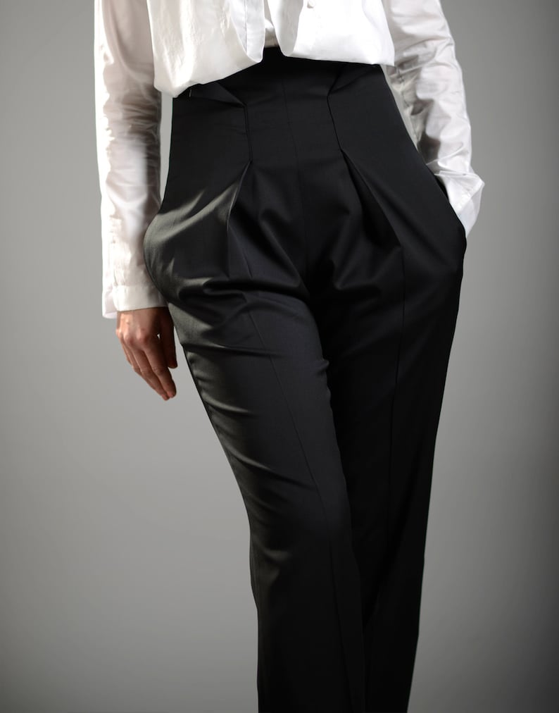 womens black trousers high waist