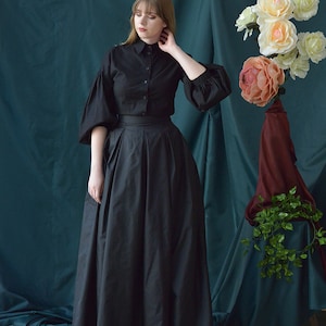 Black Pleated Skirt, Gothic Long Skirt, Victorian Skirt