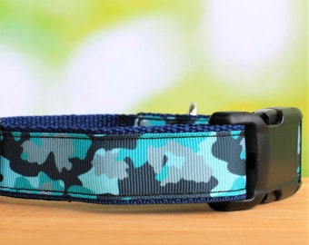 Collar de perro ajustable - Blue Camo