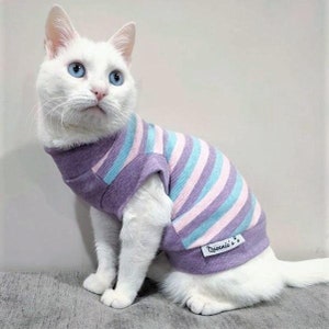 Summer Cotton Eco Cat Jumper - Purple Stripe