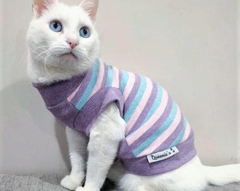 Summer Cotton Eco Cat Jumper - Purple Stripe