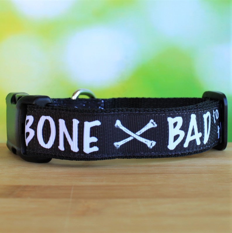 Soft Adjustable Dog Collar Bad to the Bone 1 inch Etsy