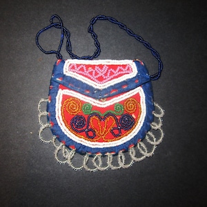 Iroquois Mohawk Beaded Purse Bag c. 1850 - beadwork intact, stunning example!