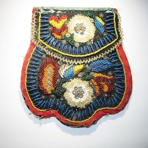 Iroquois Beaded Purse Bag ca. 1880 - most beadwork intact, stunning example!
