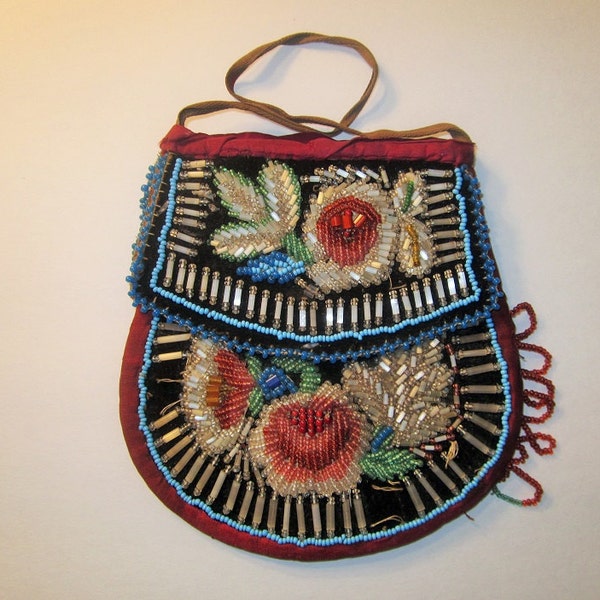 Iroquois Beaded Purse Bag ca. 1880 - most beadwork intact, stunning example!