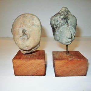 Two 2 Pre-Columbian Mixed Large Pottery Head Fragments for One Price
