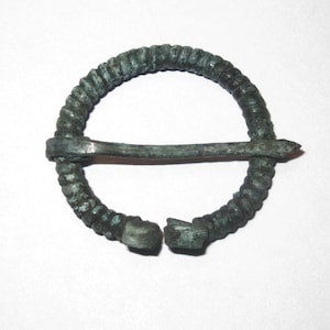 Viking Medieval Bronze Penannular Coiled Fibula Brooch - Excellent Unrestored Wearable Condition