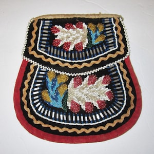 Iroquois Mohawk Beaded Purse Bag Mid/Late 1800s - beadwork intact, stunning example!