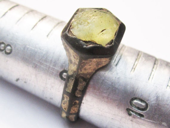 Authentic Bronze Ring with Yellow Stone (Resin) M… - image 5