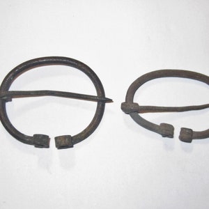 2 Viking Medieval Bronze Penannular Coiled Fibula Brooch - Excellent Unrestored Wearable Condition