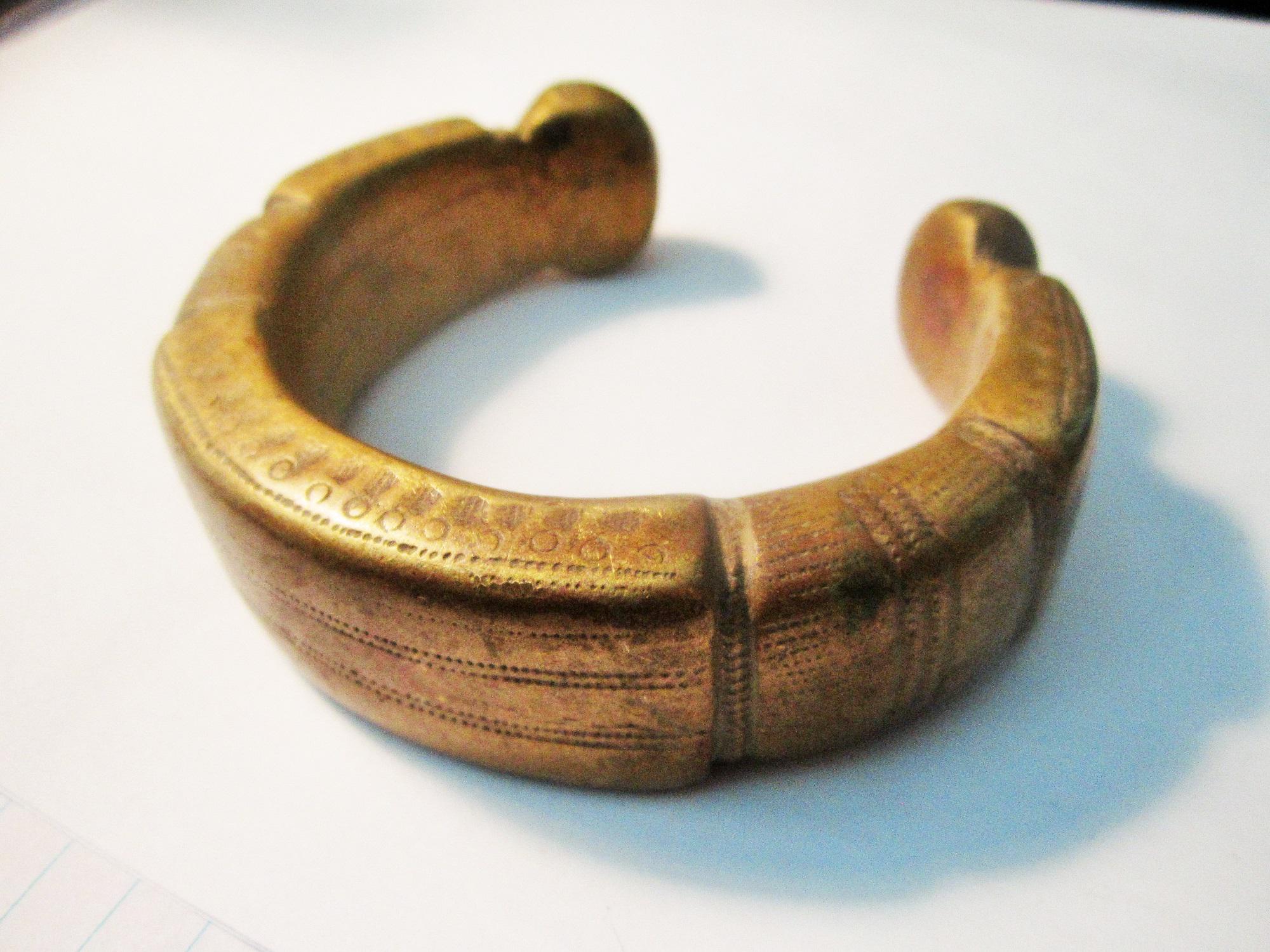 Massive Vintage West African Nigeria Manilla Heavy Brass Bracelet Anklet  Proto Currency 18-19th C