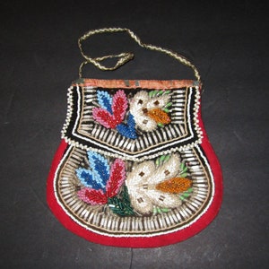 Iroquois Beaded Purse Bag ca. 1880 - Beaded Both Sides beadwork intact, stunning example!