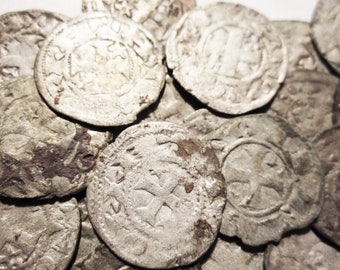 Eine (1) Knights Templar Billon Silber oder Bronze Münze - echt Europa aus dem 12.-13.Jh