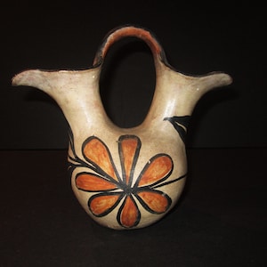 Acoma Pueblo Polychrome Wedding Vase Approximately 7 1/2 Inches - First Half 20th C